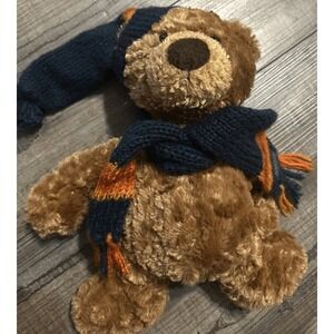 Pendleton by Gund Plush Brown Teddy Bear w/ Blue Orange  Hat  & Scarf 12"